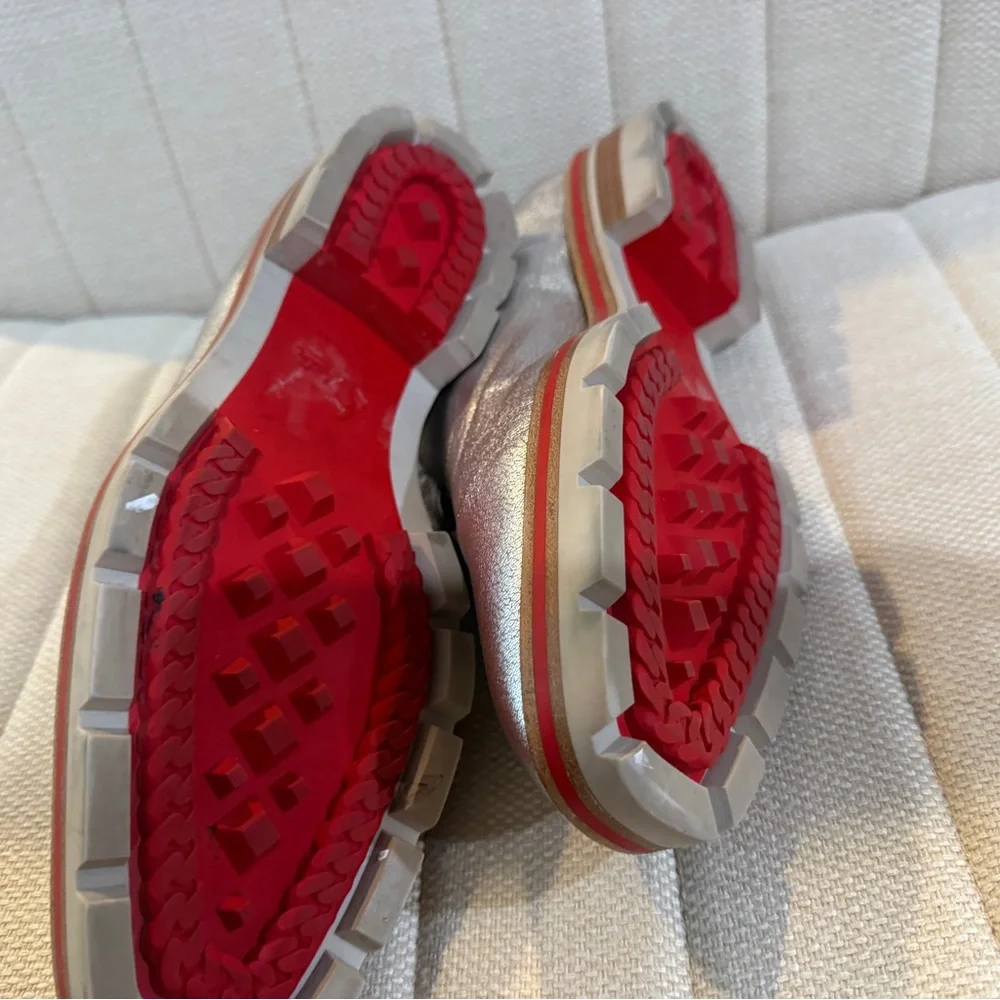 Christian Louboutin Silver Leather Women's Flats - Picture 2 of 15